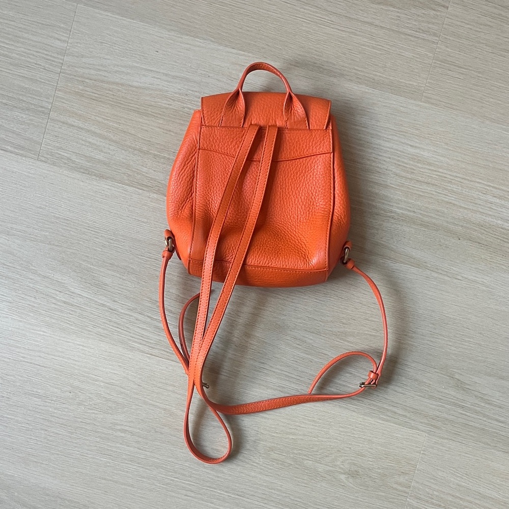 Mini Ralph Lauren Orange Leather Backpack - Picture 3 of 5